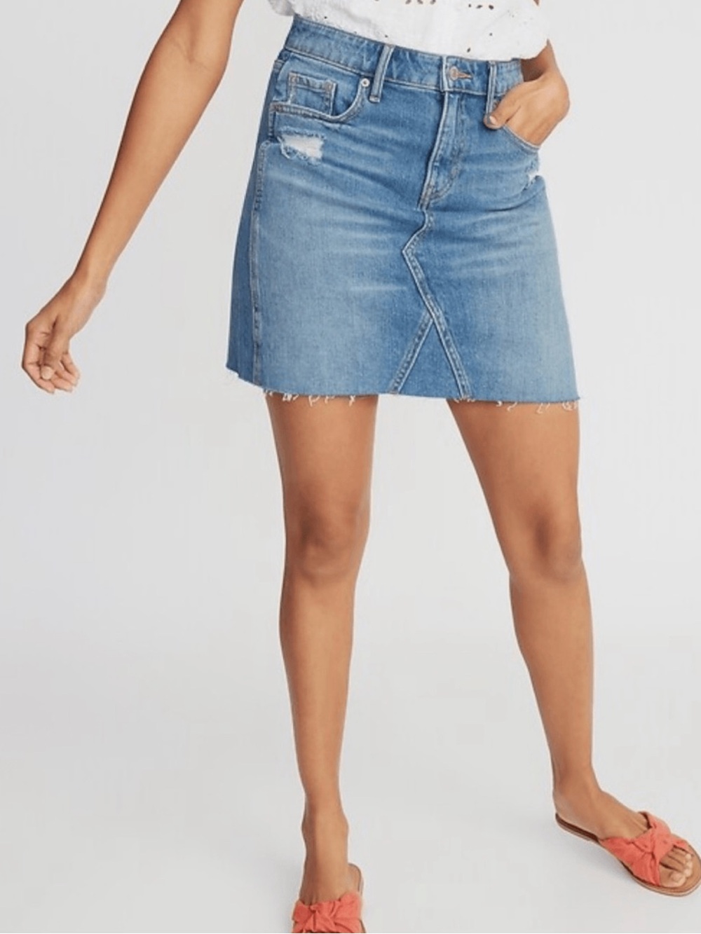 Old Navy Frayed-Hem Jean Skirt